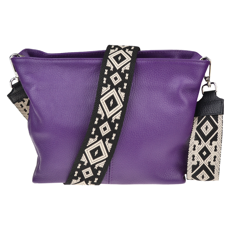 Fialová kožená italská crossbody kabelka Batilda Viola s