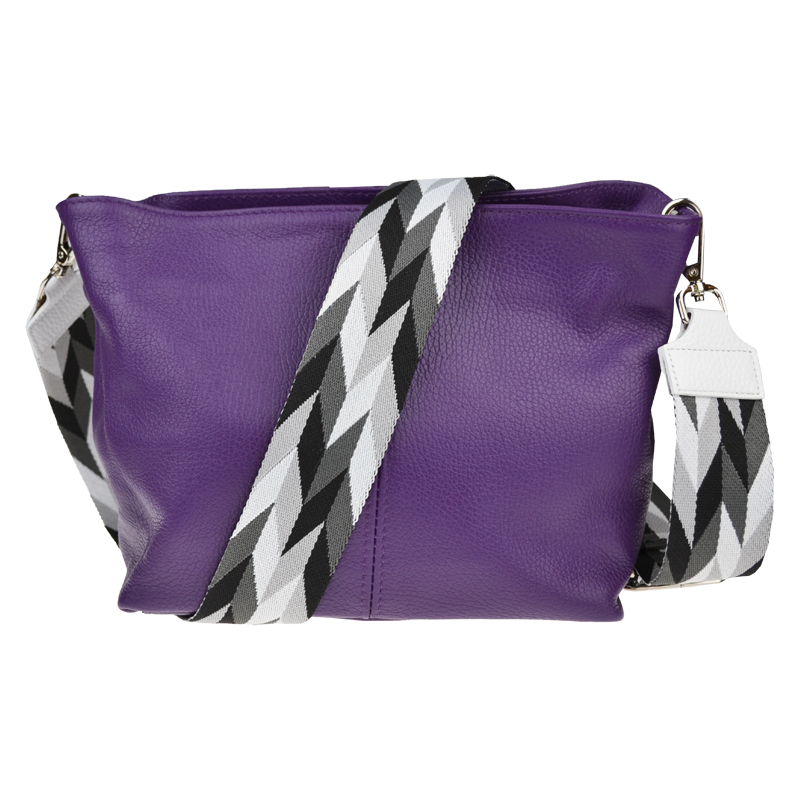 Fialová kožená italská crossbody kabelka Batilda Viola s