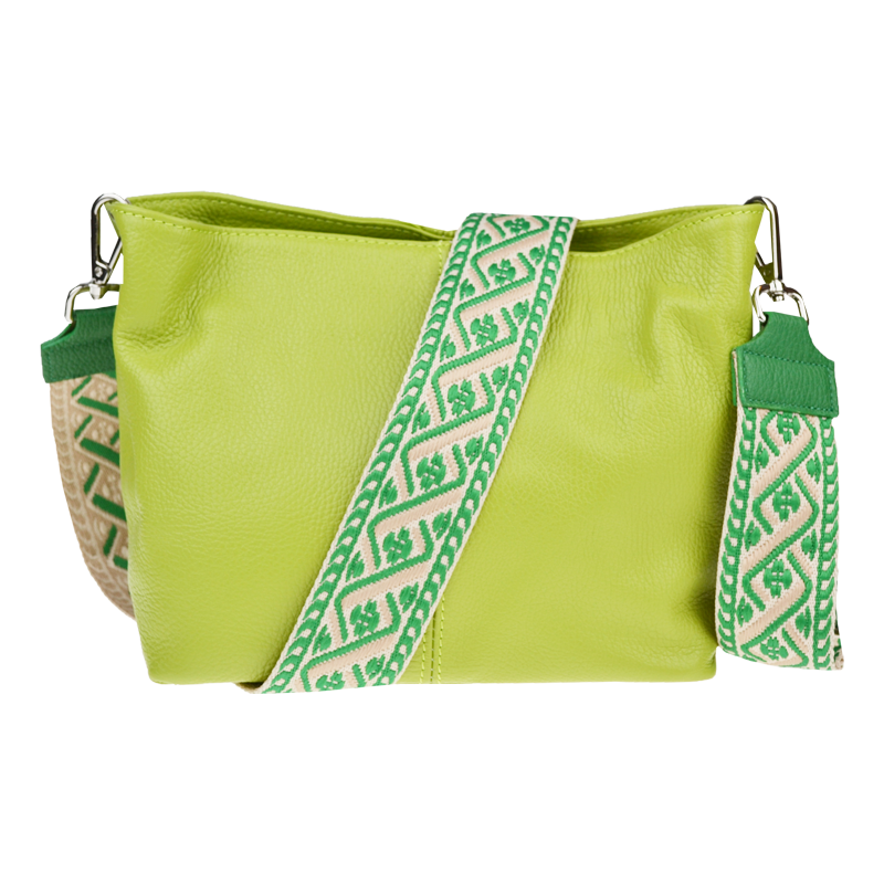 Zelená kožená italská crossbody kabelka Batilda Verde Segnale s
