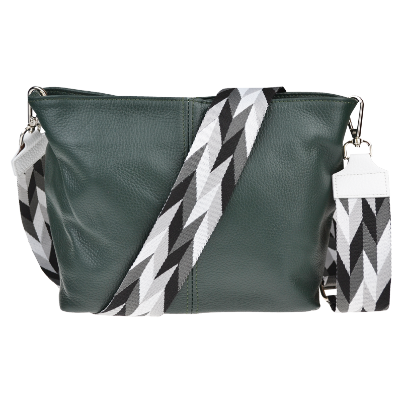 Zelená kožená italská crossbody kabelka Batilda Verde Scura s