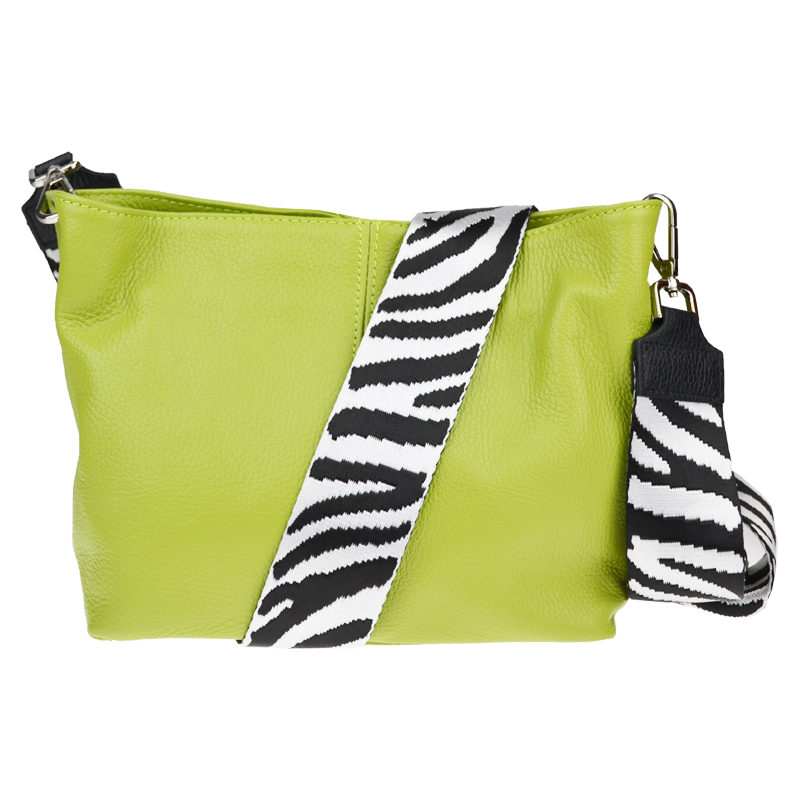 Zelená kožená italská crossbody kabelka Batilda Verde Segnale s