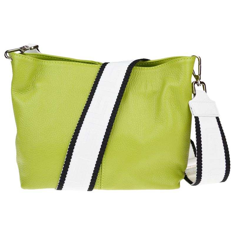 Zelená kožená italská crossbody kabelka Batilda Verde Segnale s
