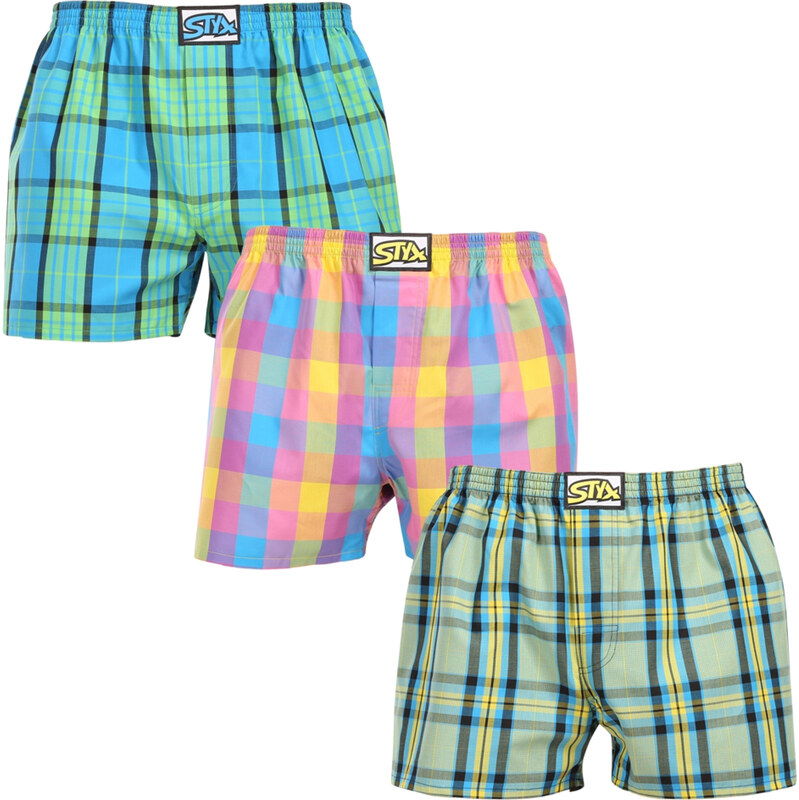 3PACK pánské trenky Styx klasická guma vícebarevné (3A110103)