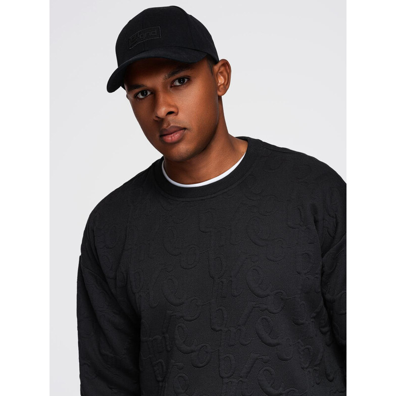 Ombre Mens RELAXED FIT sweatshirt with embossed letters - black