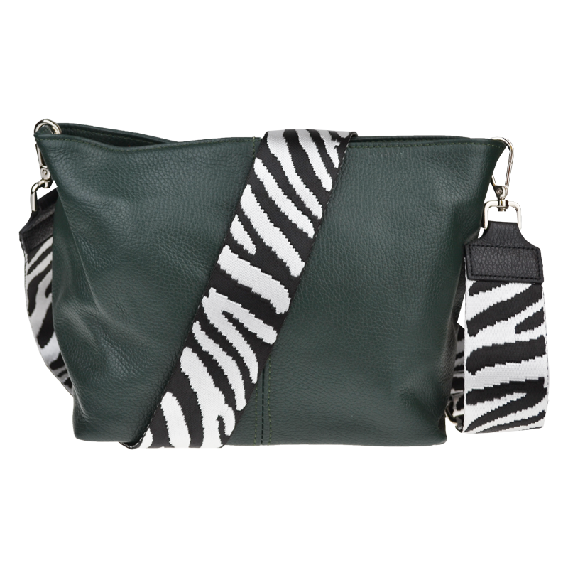 Zelená kožená italská crossbody kabelka Batilda Verde Scura s
