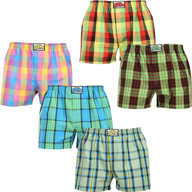 5PACK pánské trenky Styx klasická guma vícebarevné (5A110105)