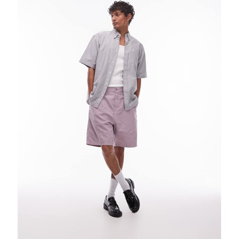 Carhartt WIP walter single knee relaxed fit short in pink fog 107362844