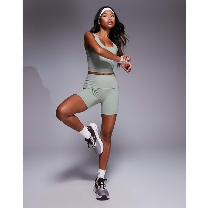 4505 Yoga soft touch fold over waist 5 inch legging shorts in 107362952