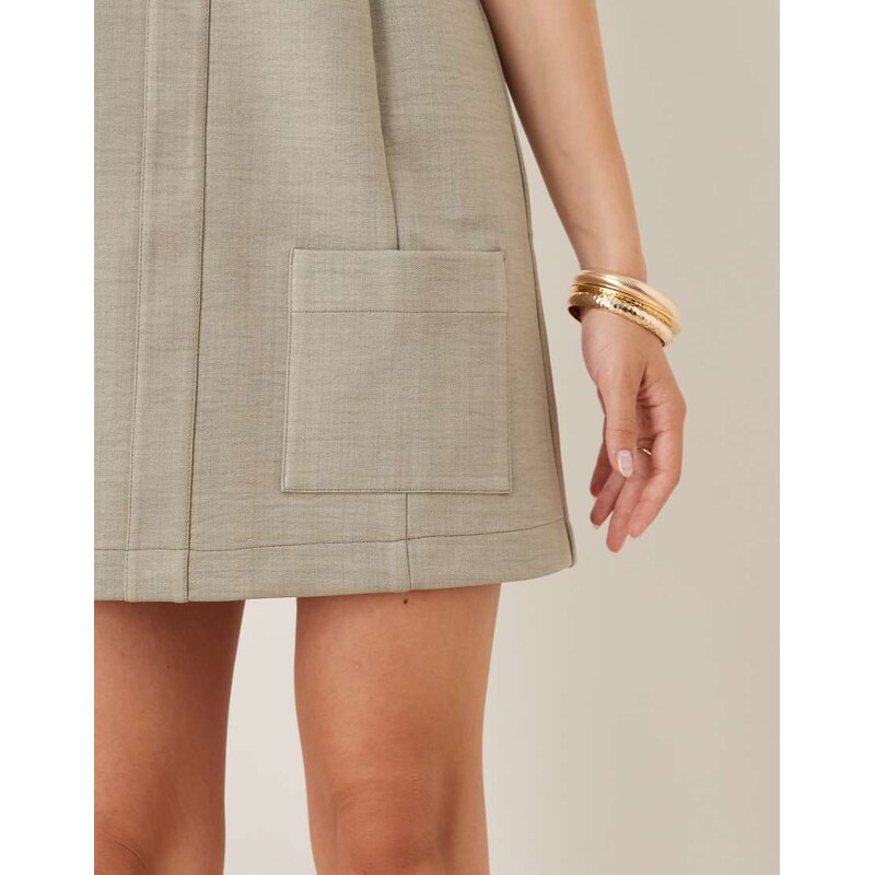 ASOS DESIGN bonded mini shift dress with pocket detail in sage-Green