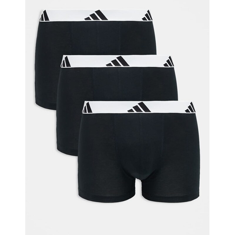 Adidas 3 pack active flex cotton trunks in black with contrast 109564406