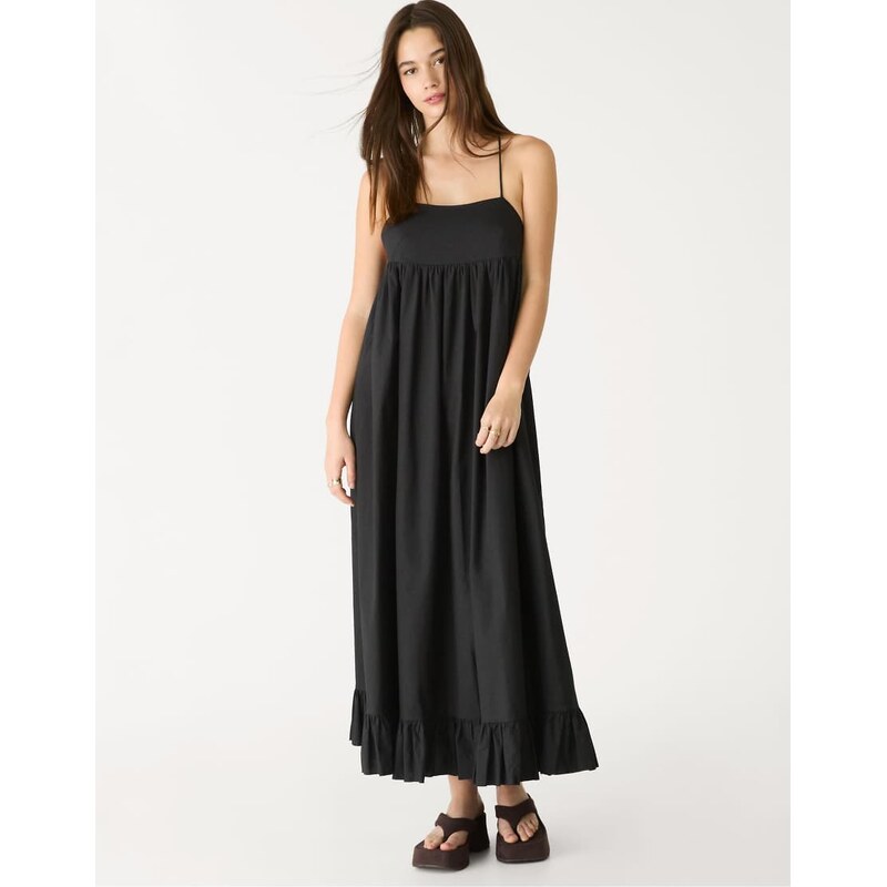 Stradivarius Long poplin dress in black