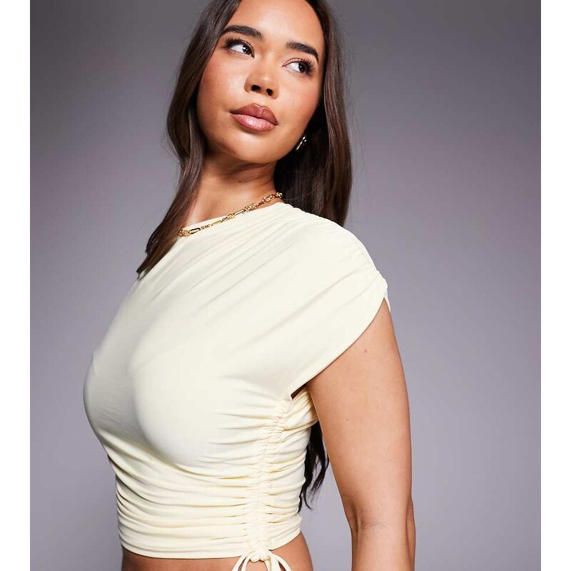 Kaiia exclusive double layered slinky tie detail off shoulder
