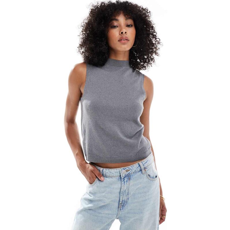 ASOS DESIGN fine knit tank in grey 107372056