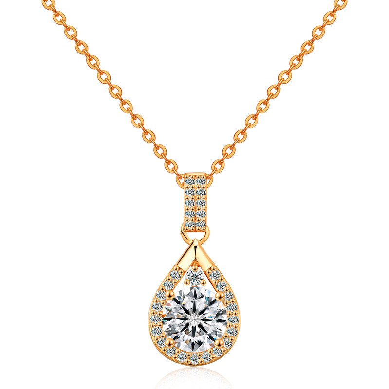 Olivie Stříbrný náhrdelník 1ct 6,5mm MOISSANITE ROSE 9737