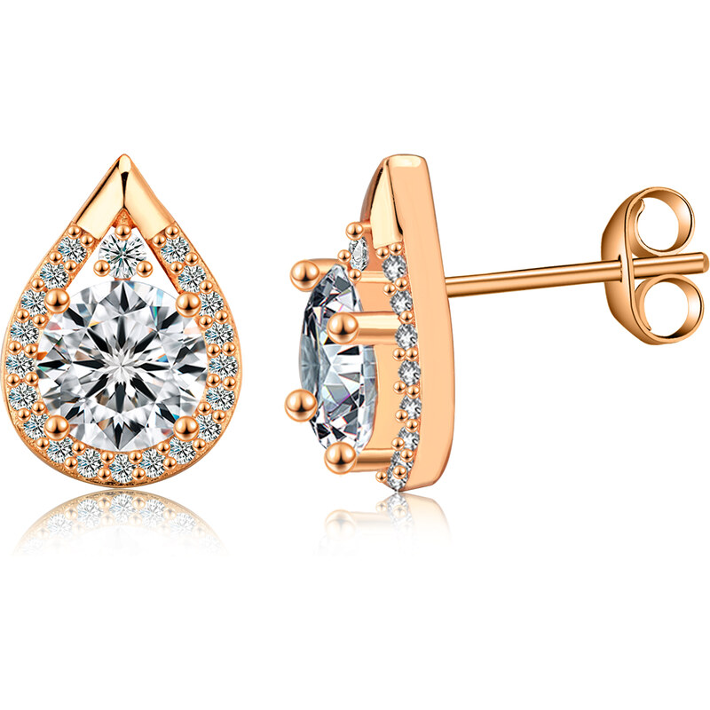 Olivie Stříbrné náušnice KAPKA MOISSANITE ROSE 9743