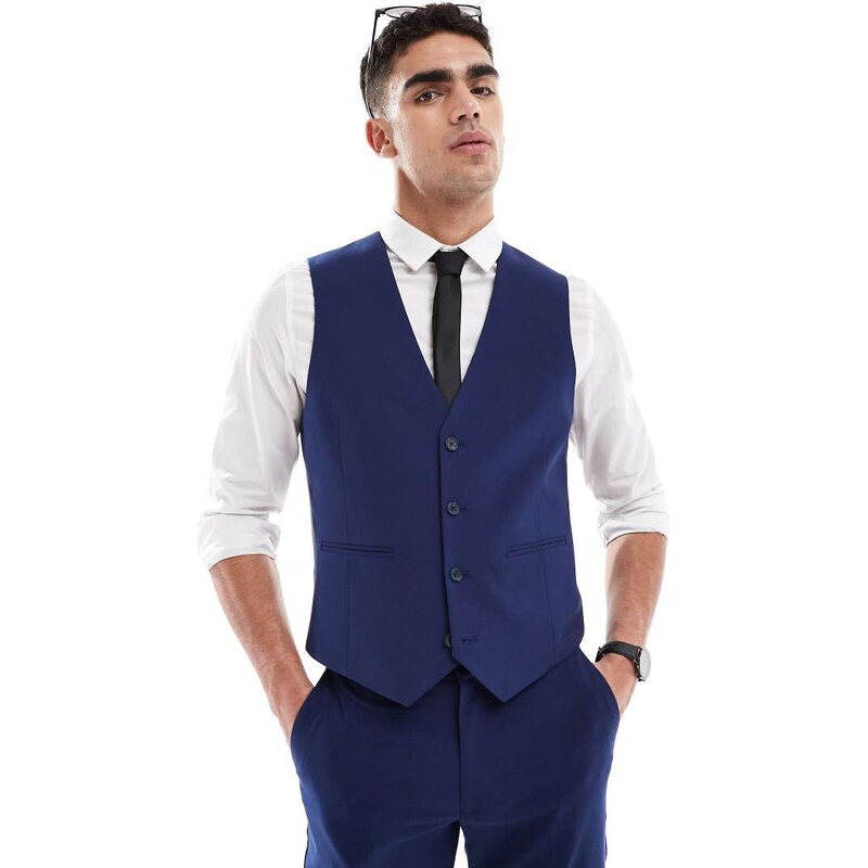 ASOS DESIGN slim suit waistcoat in navy