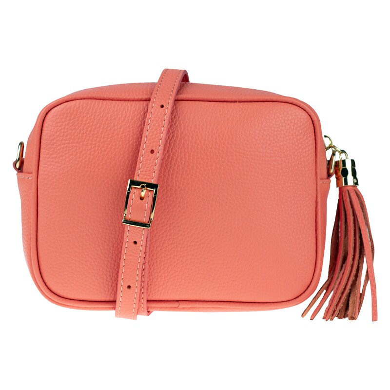 Růžová kožená italská crossbody kabelka Bala Salmone NovaKabelka