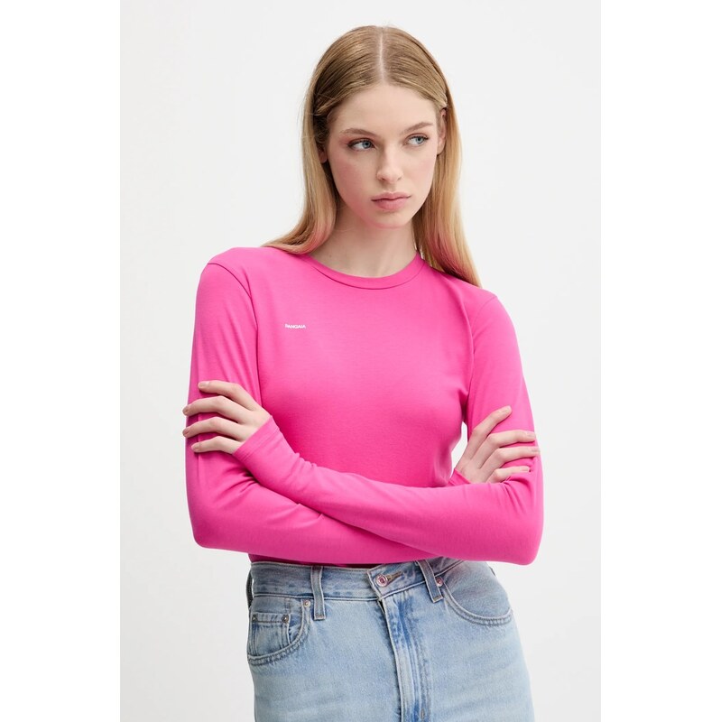 Tričko s dlouhým rukávem Pangaia Cotton-Stretch Long-Sleeved Top růžová barva, 10002429