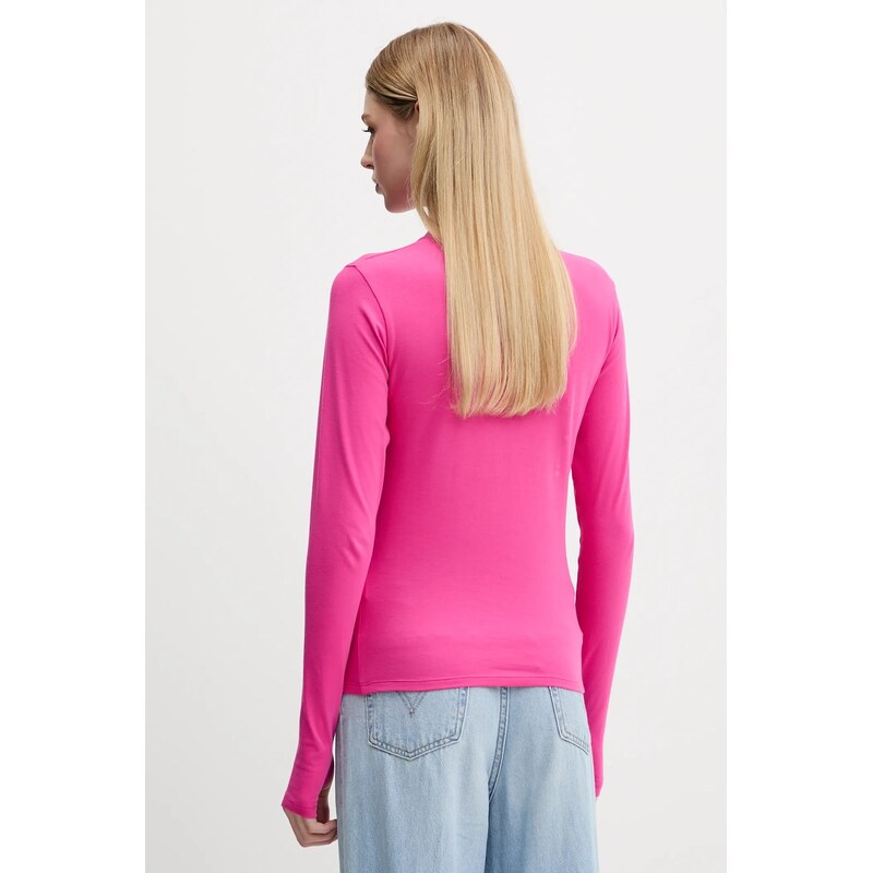 Tričko s dlouhým rukávem Pangaia Cotton-Stretch Long-Sleeved Top růžová barva, 10002429