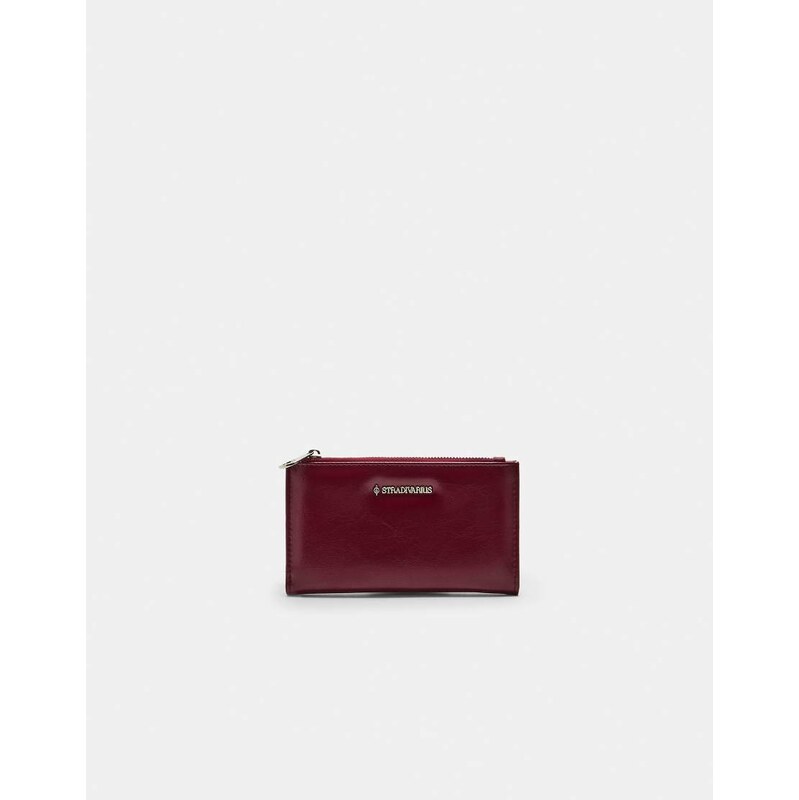 Stradivarius zip up purse in burgundy-Red 107401118