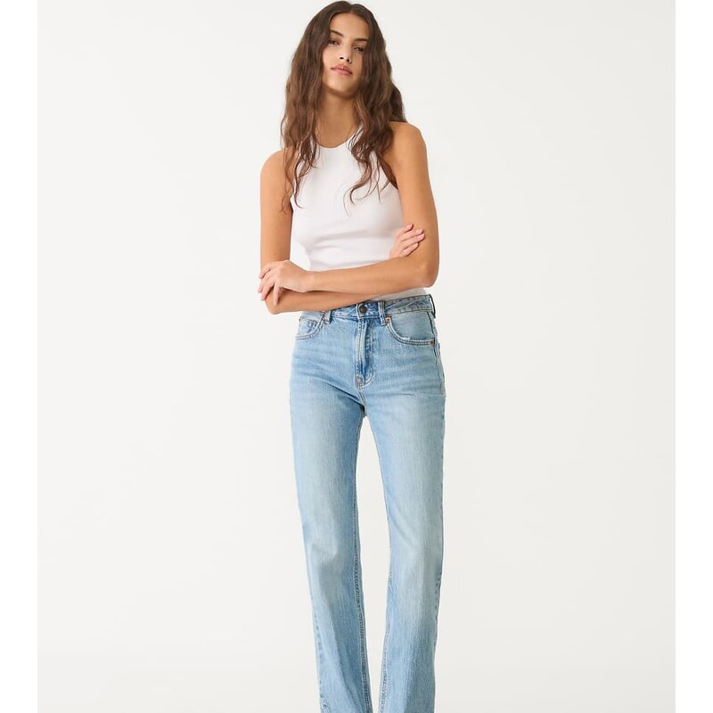 Stradivarius Tall d98 straight-leg vintage effect jeans in light
