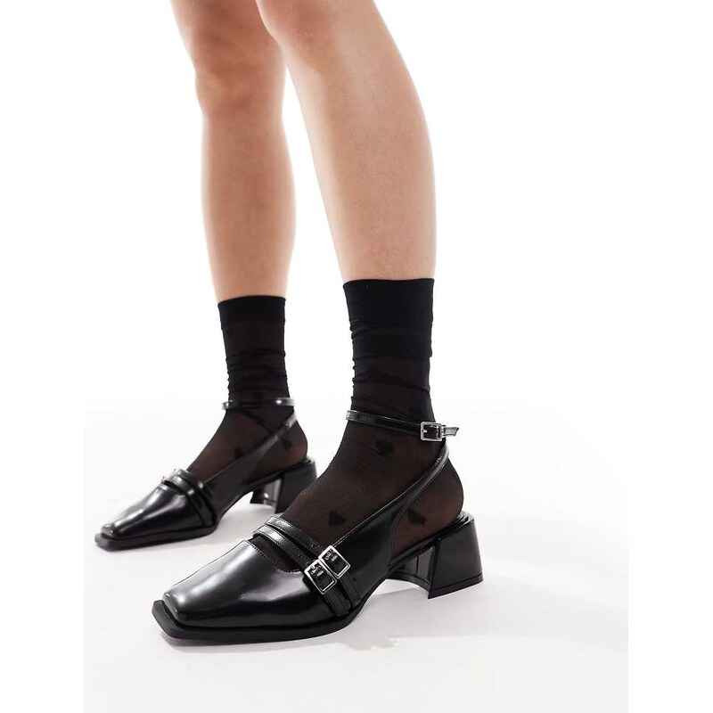 RAID Wide Fit Stacia sling back heeled mary janes in black 107405488