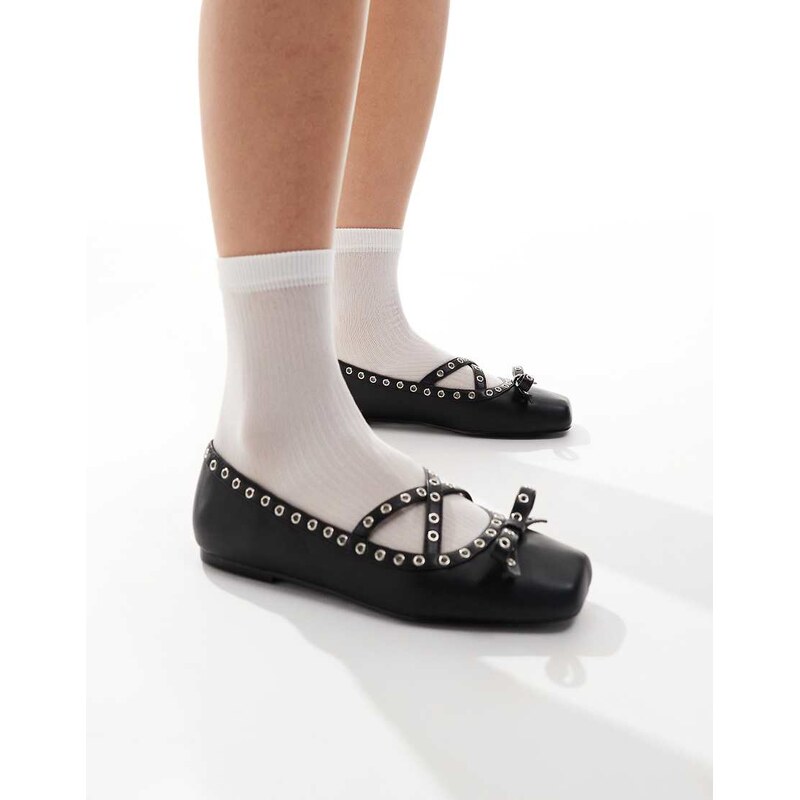 RAID Halo ballet shoes with eyelet detail in black 110958523