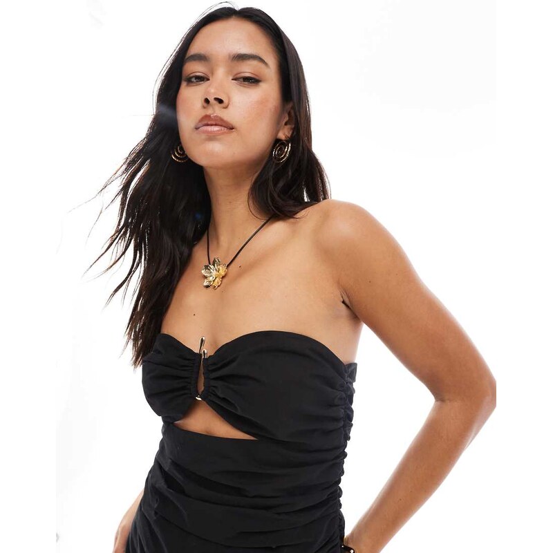 4th & Reckless bandeau gold hardware detail cut out top in black 107405535