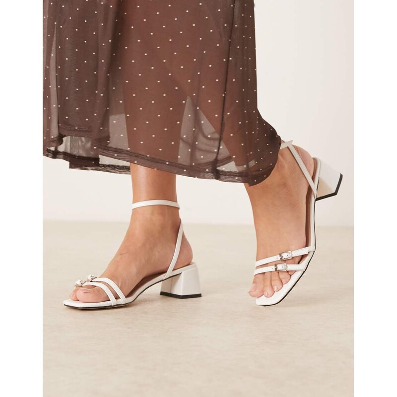 RAID Zinia low block heeled sandals with buckle detail in white 112192053