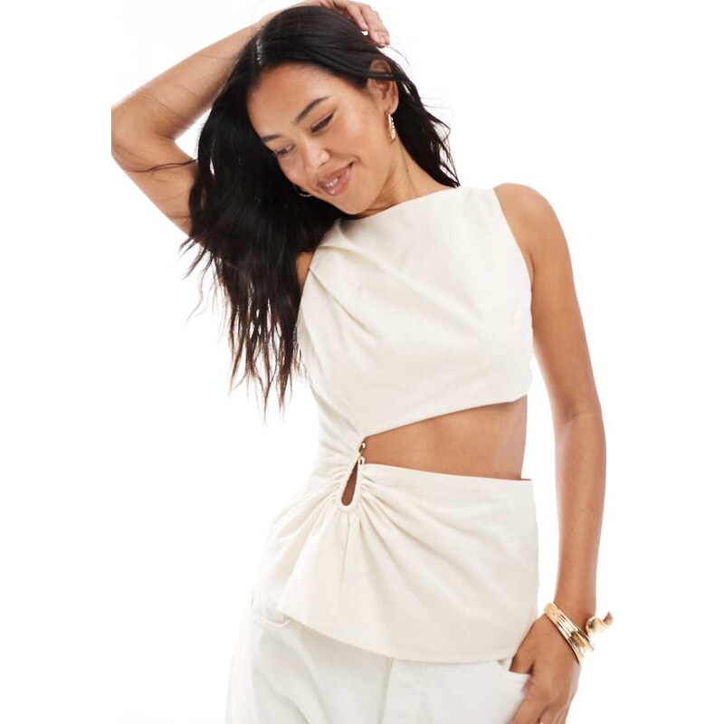 4th & Reckless contains linen cut out metal hardware top in cream 107417970