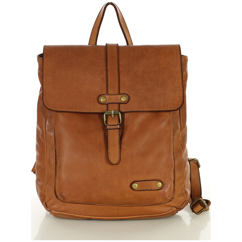 Genuine Leather MARCO MAZZINI Hnědý vintage batoh Hnědá 85890261