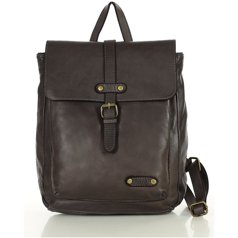 GENUINE LEATHER Dámský kožený batoh Mazzini M135 tmavě hnědý 91983315