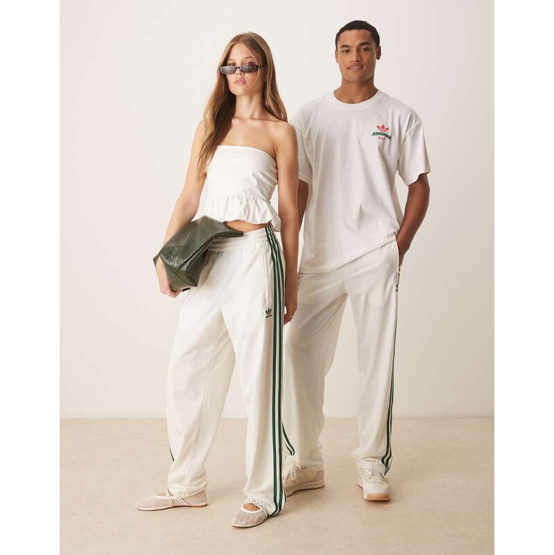 adidas Originals Firebird track pants in cream and green