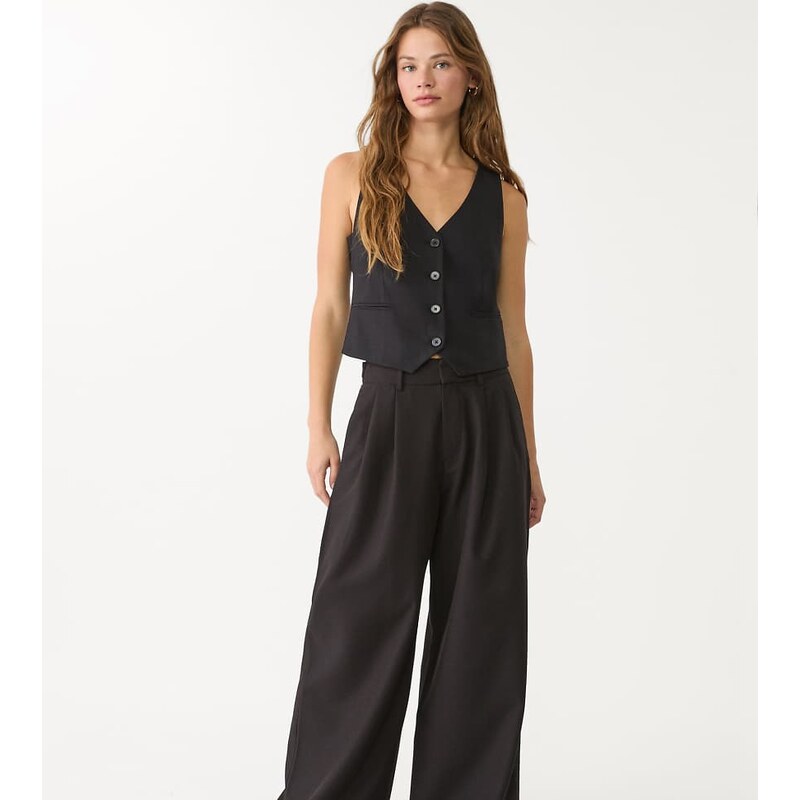 Stradivarius Tall super wide-leg adjustable trousers in black