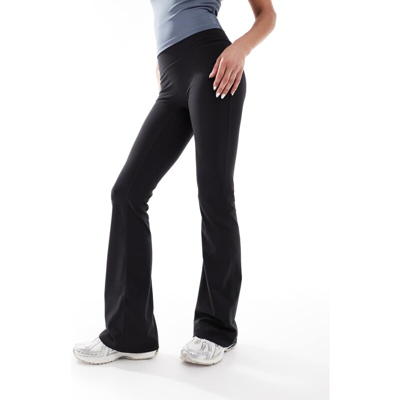 Cotton On Active ultra soft roll over flare trouser in black