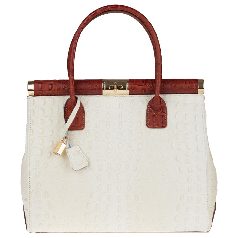 Béžová kožená italská kabelka Laureta Beige Camel Cocco