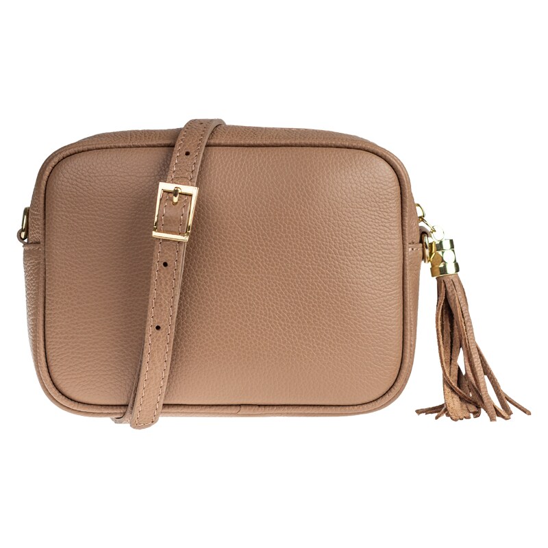 Hnědá kožená italská crossbody kabelka Bala Sabbia NovaKabelka