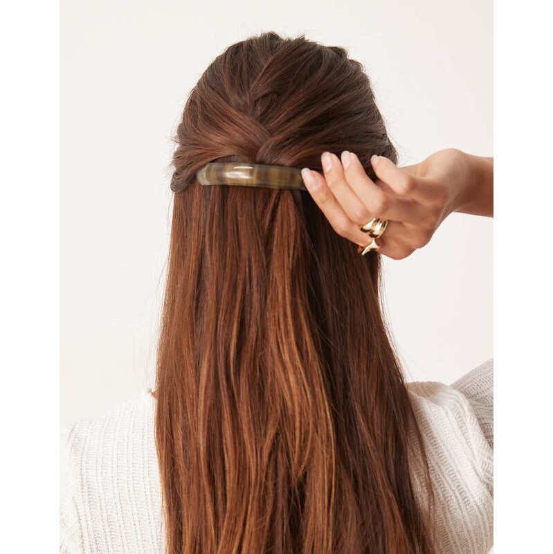Sui Ava curved hair clip in brown stripe