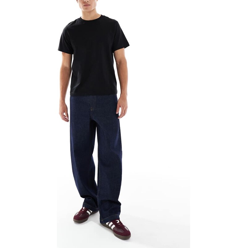 ASOS DESIGN loose straight jeans in raw wash-Blue