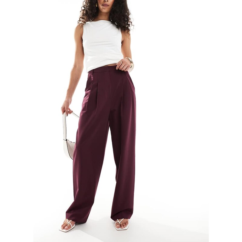 Miss Selfridge tailored wide leg trouser in dark plum