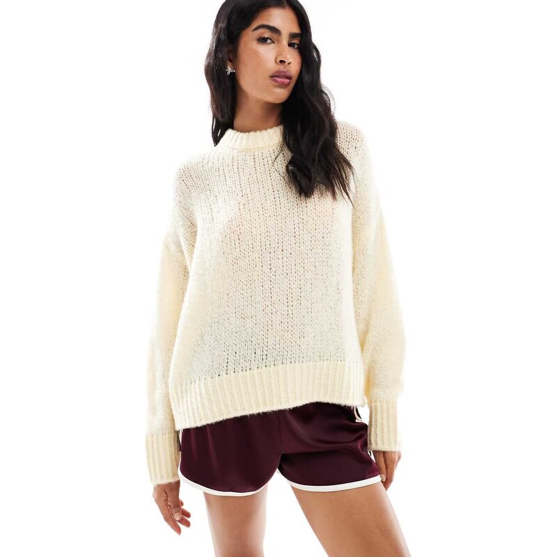 ASOS DESIGN loose knit oversized crew neck jumper in buttermilk-Yellow 107431721
