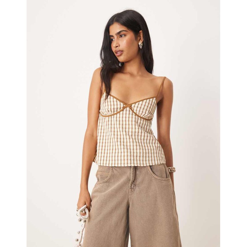 Motel milota check cami top in brown