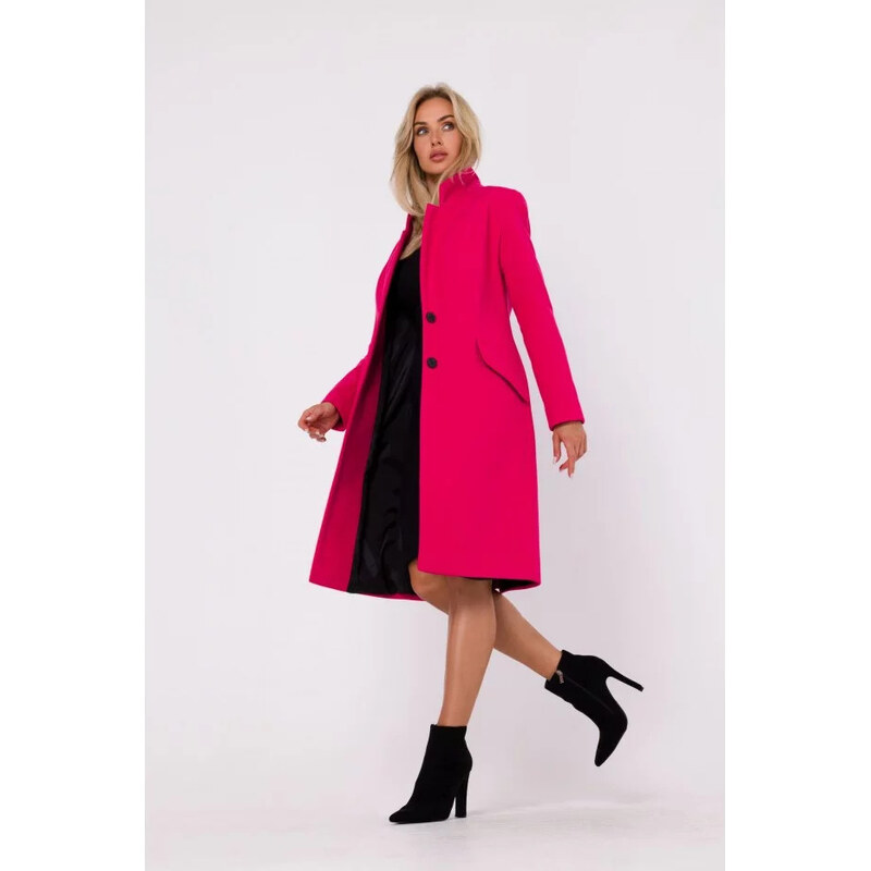 Kabát na knoflíky M758 fuchsiový -Moe 107437599