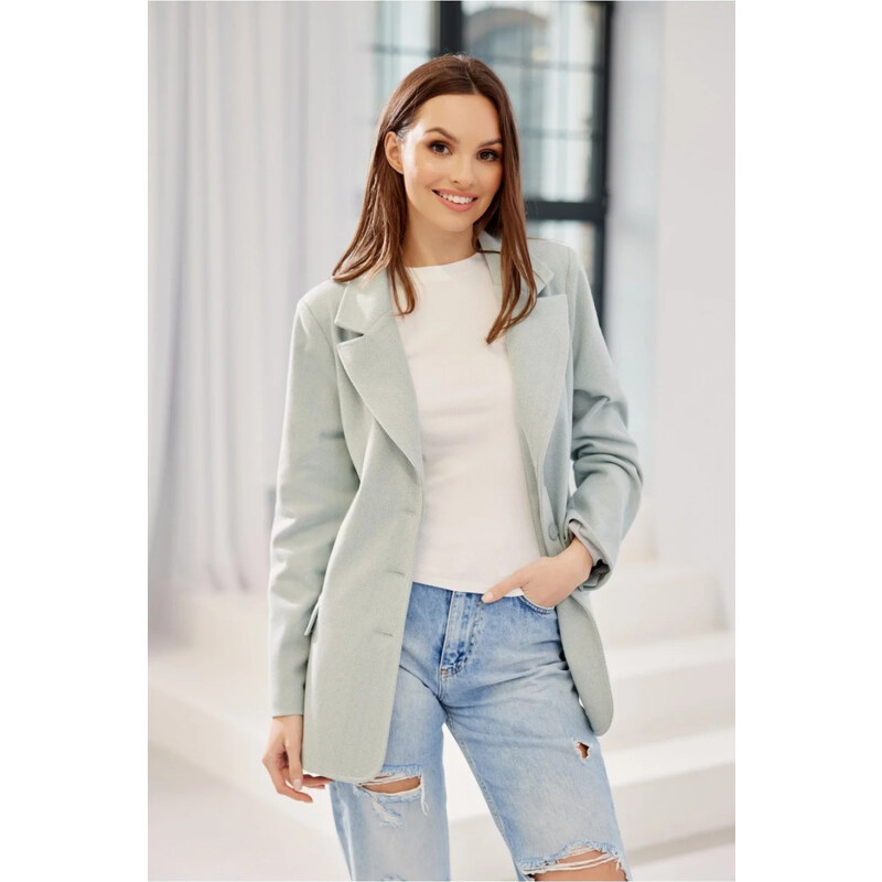 BICOTONE Dámské sako ZAK0016 sv.tyrkys - Roco Fashion