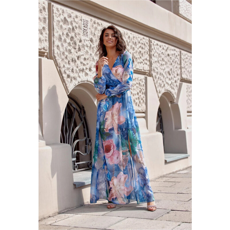Denní šaty SUK0419 modro-zelené - Roco Fashion