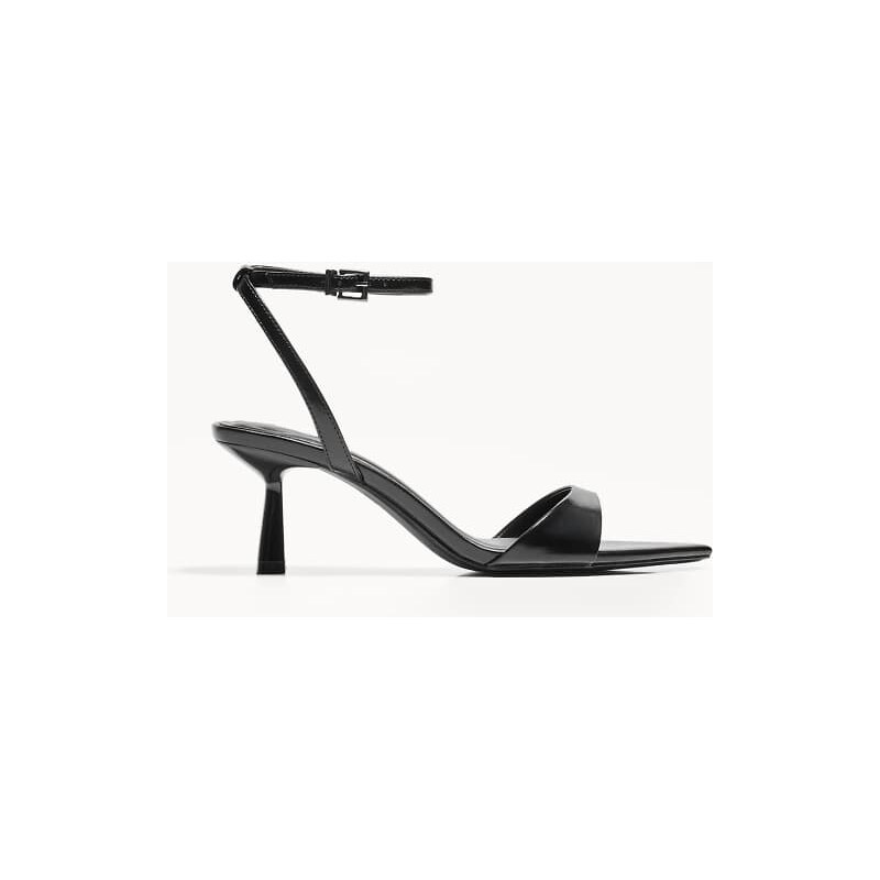Bershka heeled sandals with ankle strap in black 107446887