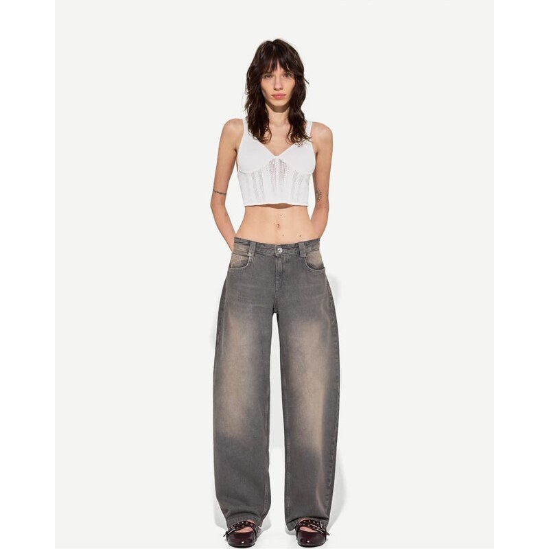 Bershka Barrel jeans in grey