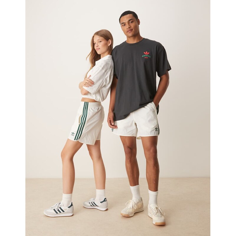 adidas Originals Adicolor sprinter shorts in white and green 107447020