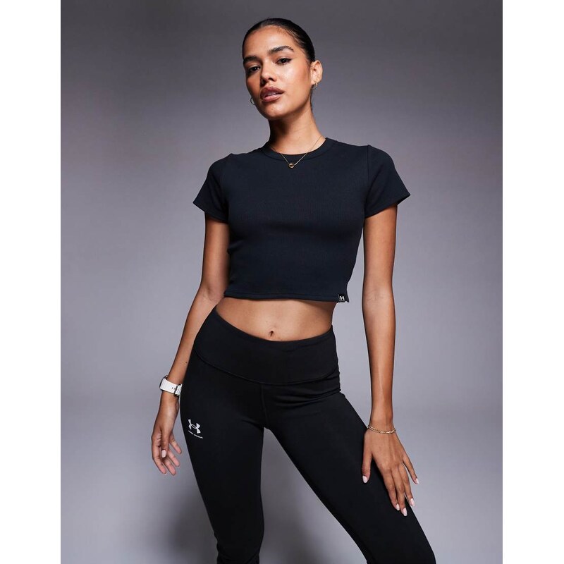 Under Armour Rival ribbed baby tee in black