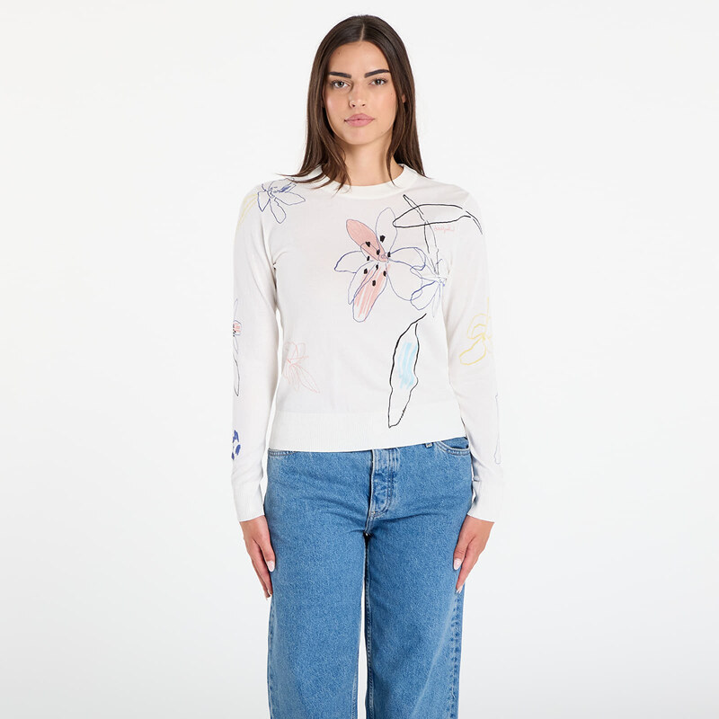 Svetr Desigual Arty Pullover Sweater White L